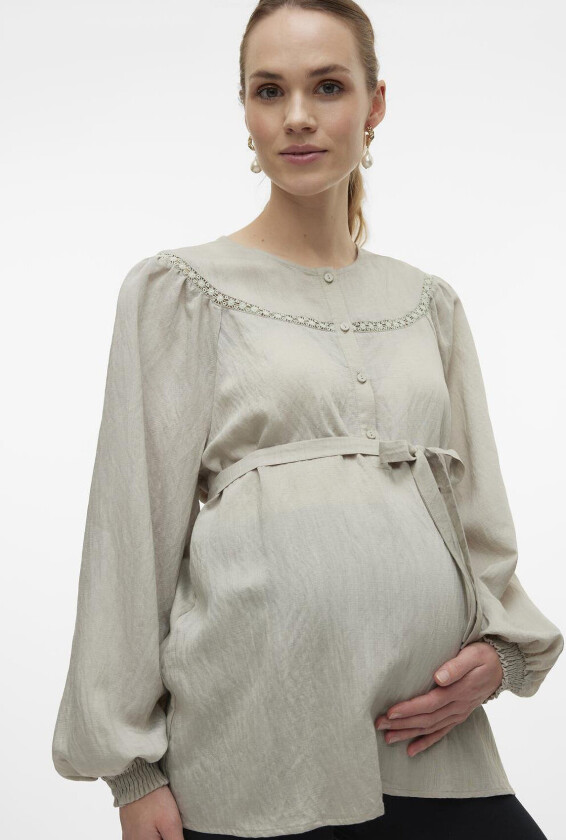 Mlziara Lia L/S Wo Top 2F - Grey - XS