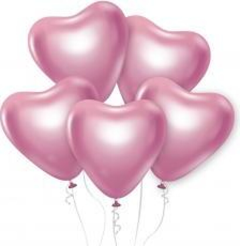 Ballonger Platin Lyserøde Hjerter 30cm/6 Stk.