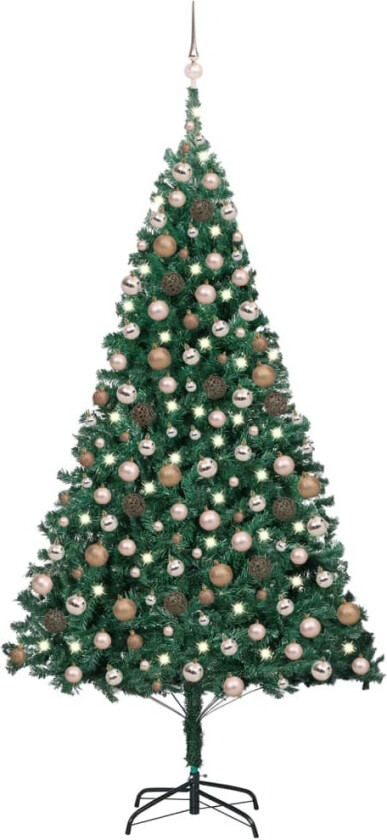 Forhåndsbelyst kunstig juletre med kulesett grønn 240 cm