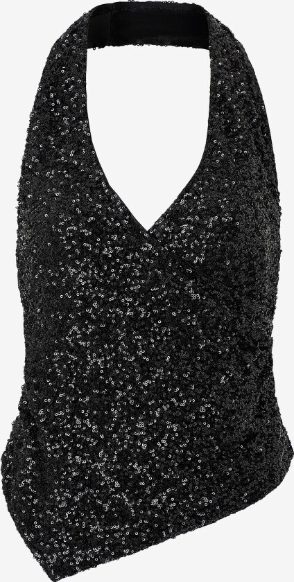 Paljettopp Sequin Halterneck Top - Svart