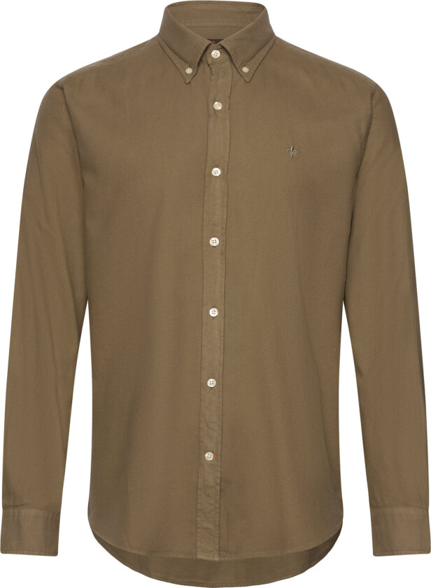 Brushed Twill Shirt-Classic Fit - Green - XXXL