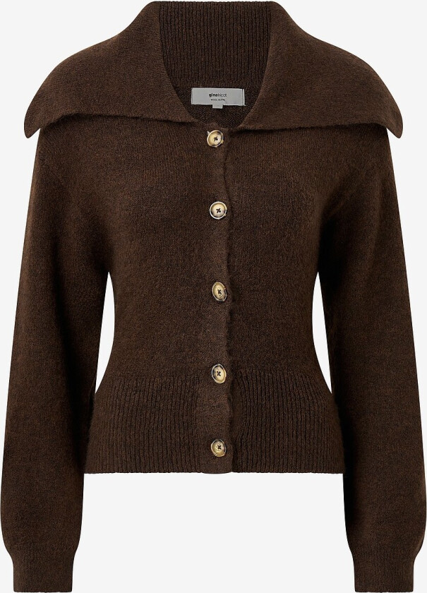 Kardigan Ribbed Waist Knitted Cardigan - Brun