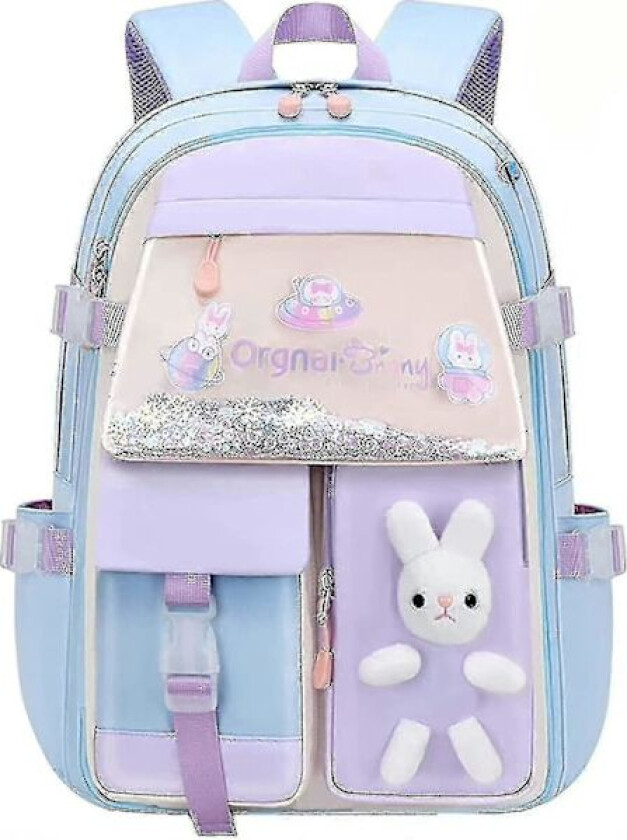 Kawaii Ryggsekk For Skole, Søt Kawaii Estetisk Ryggsekk Skolesekk Enkel Og Moderne (blå Kanin)