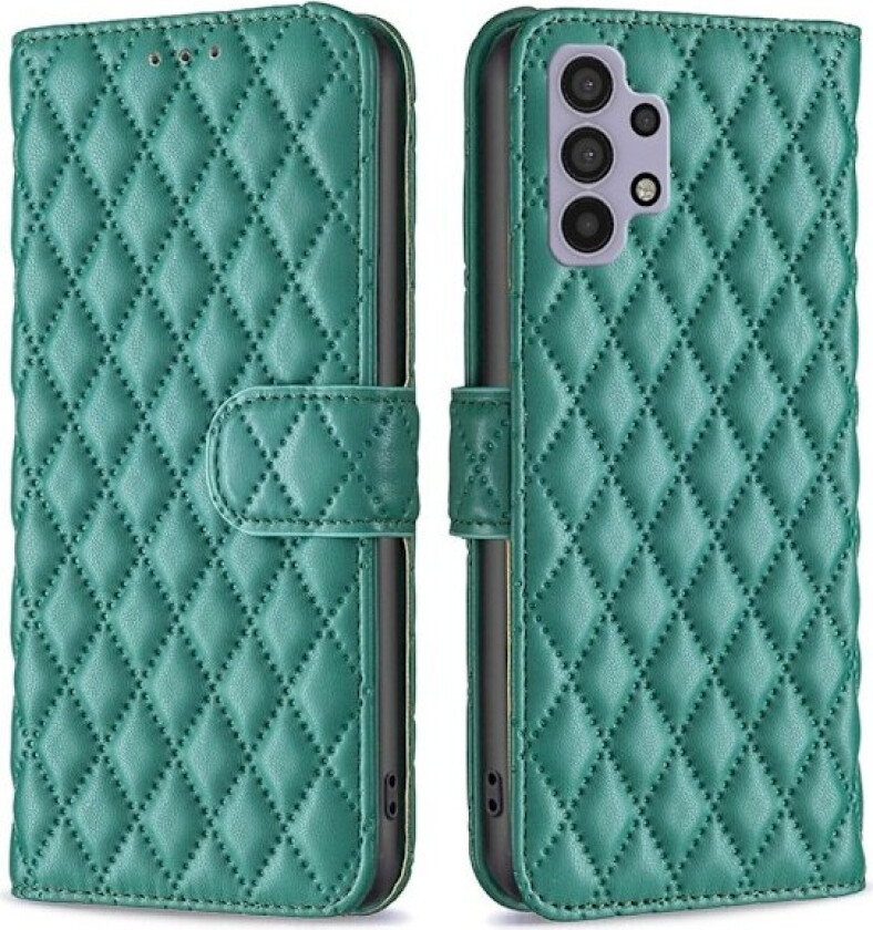 Rombemønster, matt flip-deksel for Samsung Galaxy M32 5G / Samsung Galaxy A32 5G - Grønn