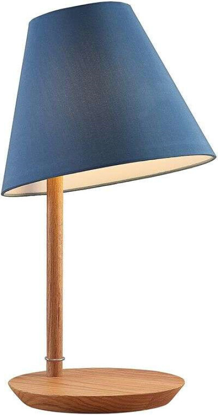 Jinda bordlampe, trestamme, blått stoff