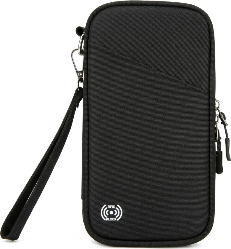 RFID-blokkerende reisepasslommebok og dokumentarrangør Black