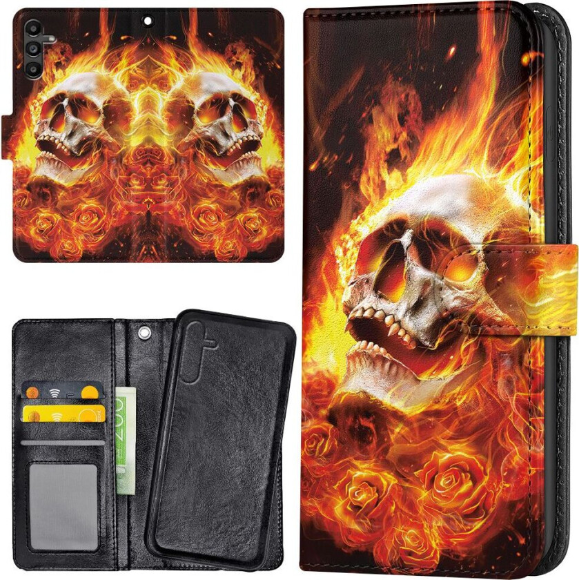 Samsung Galaxy A17 5G - Lommebok Deksel Burning Skull