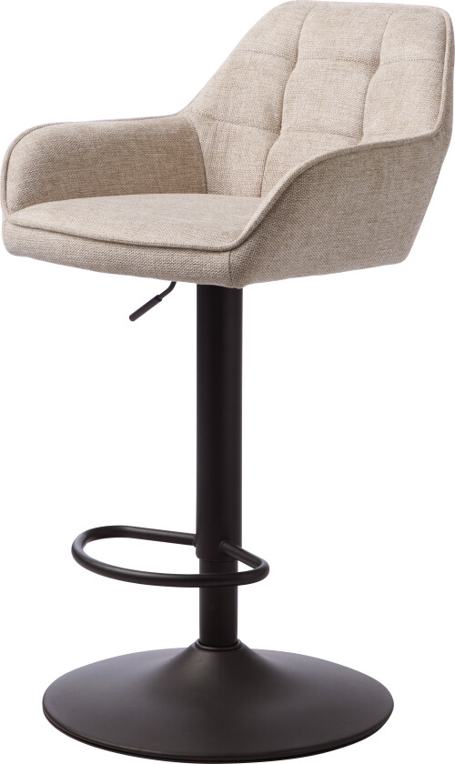 Nolan barstol, firkantet, m. rygg, armlen og fotstøtte - ekte polyester og sort metall