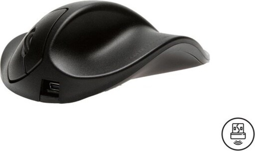 BakkerElkhuizen HandShoeMouse Large - Mus - Optisk - 3 knapper - Svart