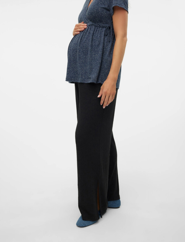 Mlfrederikke Wide Slit Jrs Pants Hw - Black - XS