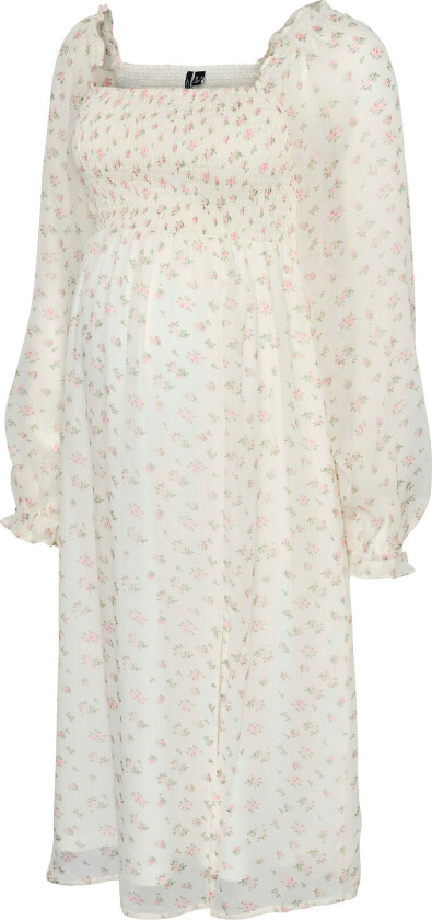Vmmsmilla Ls Calf Smock Dress Wvn Ga - White - XS