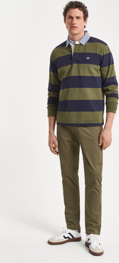 Slim Twill Chinos - Khaki green - 36 x 34