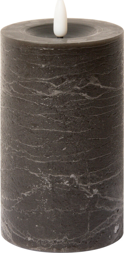 Rustic Finish Led Pillar Candle - Brown - H12.5CM