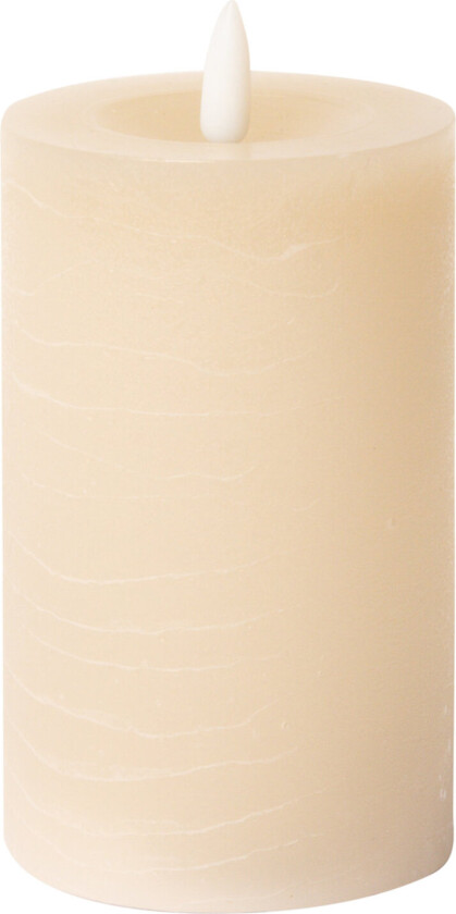 Rustic Finish Led Pillar Candle - Beige - H12.5CM