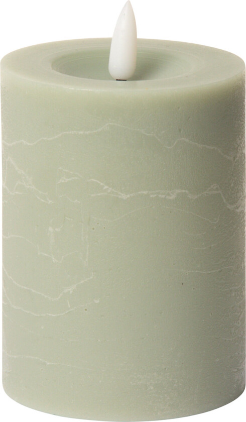 Rustic Finish Led Pillar Candle - Green - H10CM