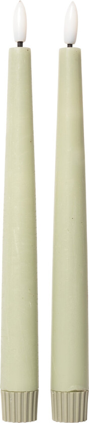 Rustic Finish Led Taper Candle 2-Pack - Green - H22CM