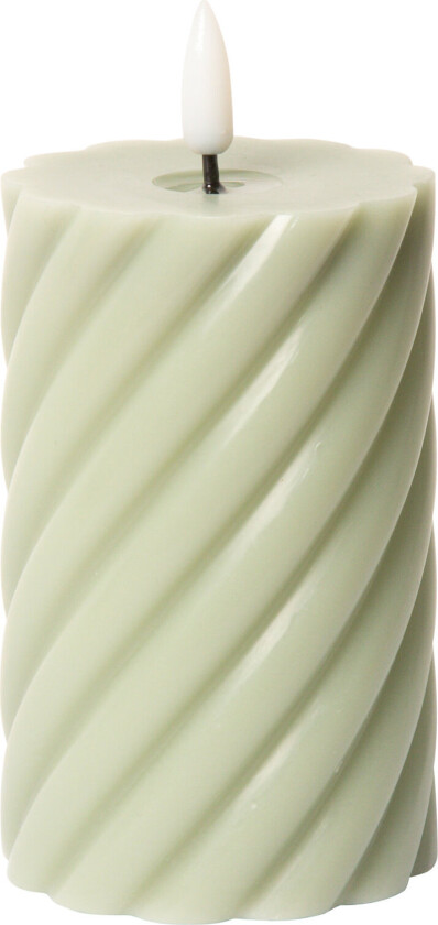 Spiralled Led Pillar Candle - Green - H11CM
