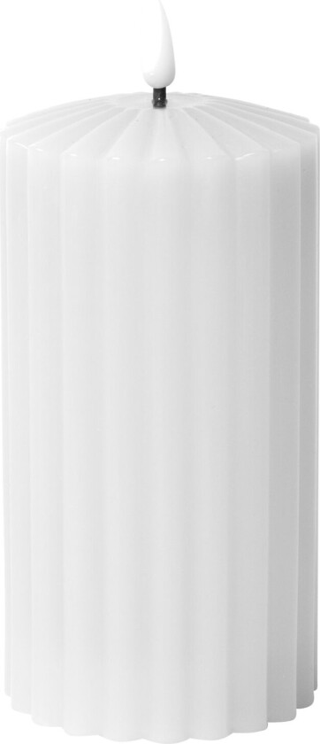 Striped Led Pillar Candle - White - H15CM