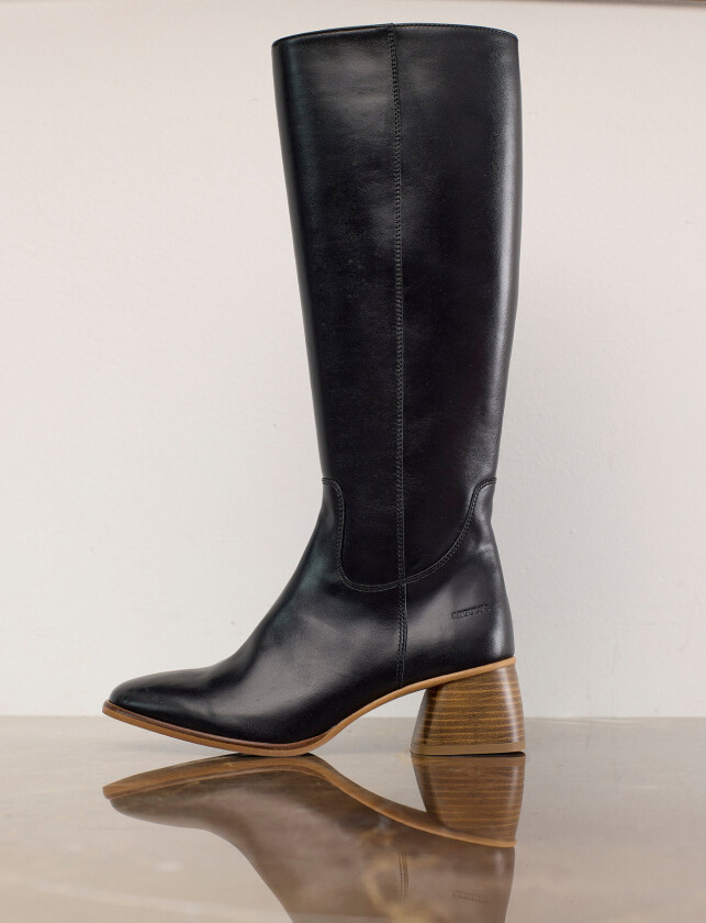 Boots - Block Heel With Zipper - Black - 38.5