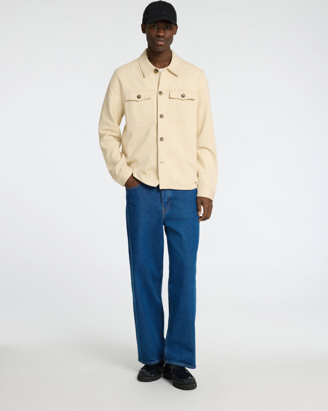 Slhreg-Arne Twill Overshirt - Cream - XL