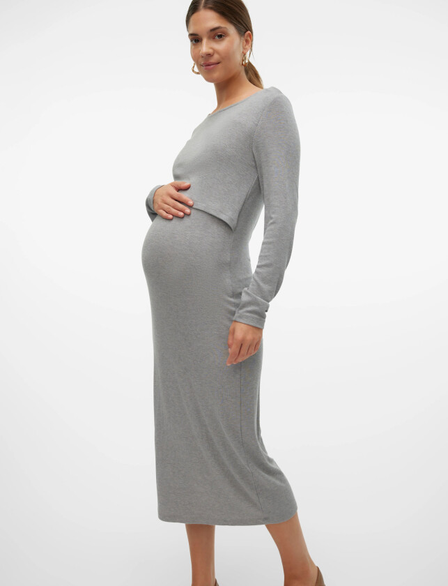 Mlbrynna June Ls Jrs Midi Dress 2F Noos - Grey - XS