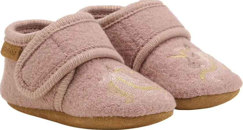 Wool Slippers W. Embroidery - Pink - 21\22