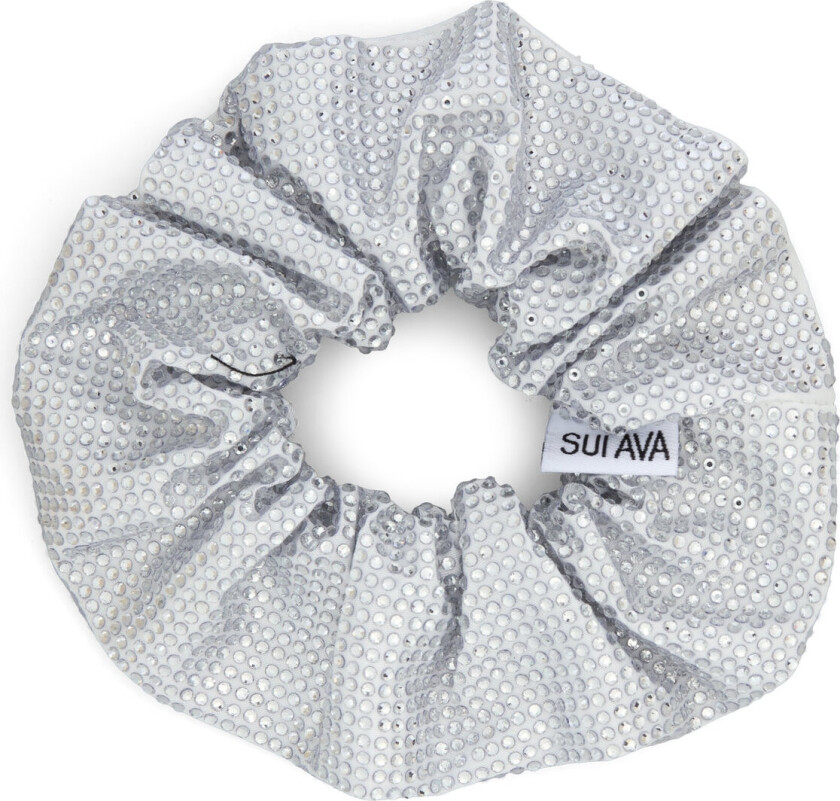 Kelly Crystal Scrunchie - Silver - ONE SIZE