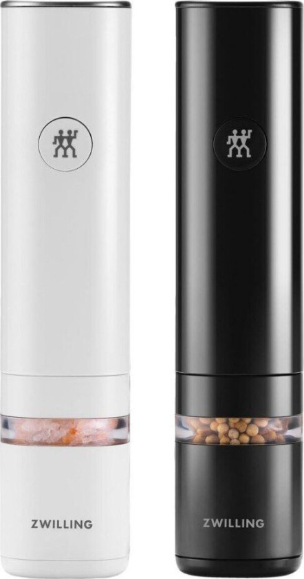 Bilde av ZWILLING Enfinigy, salt- og pepperkvernsett, svart, hvit, keramikk, plast, pepper, salt, li-ion, 48 mm