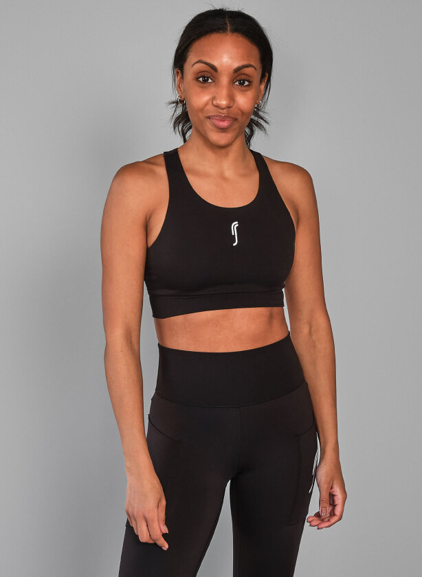 Women's Stretch Tech Sports Bra Logo - Black - XS