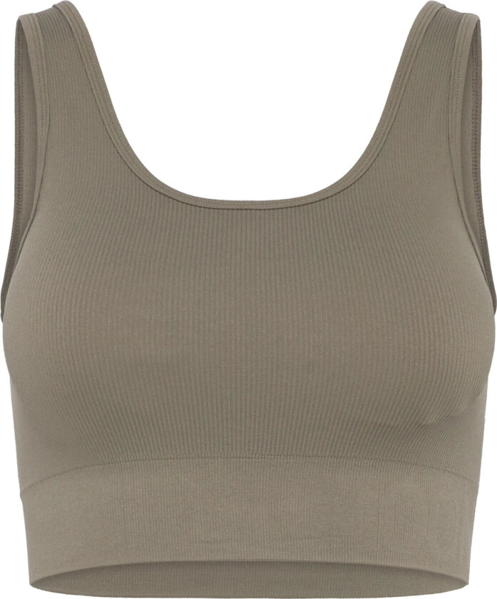 Soft Rib Seamless Crop Top - Khaki green - M