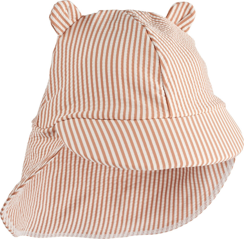 Senia Seersucker Sun Hat With Ears - Pink - 0/3M