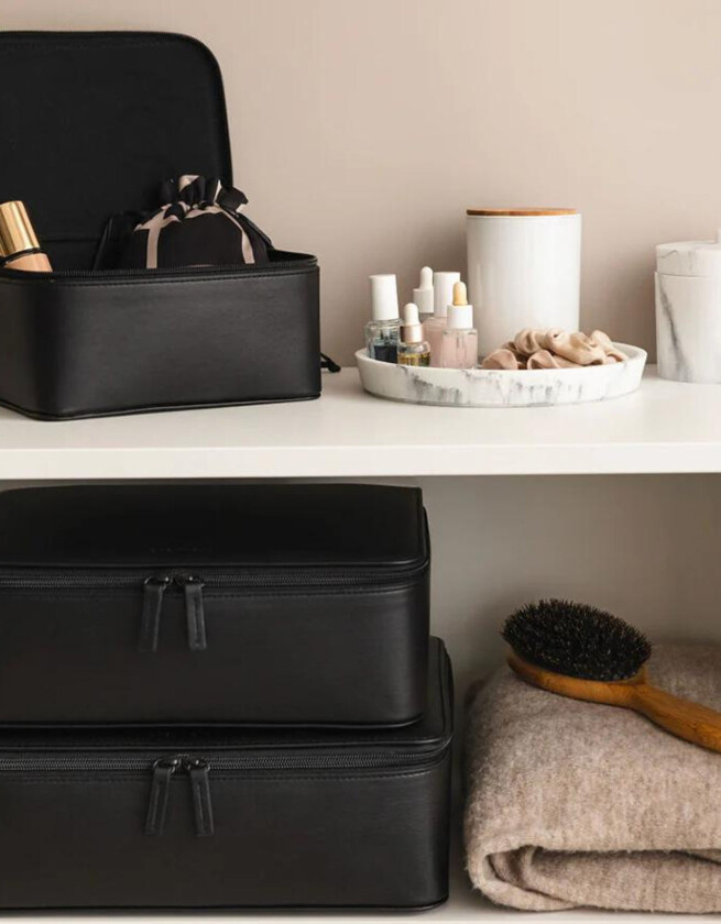Vegan Leather Packing Cube Set - Black - ONE SIZE