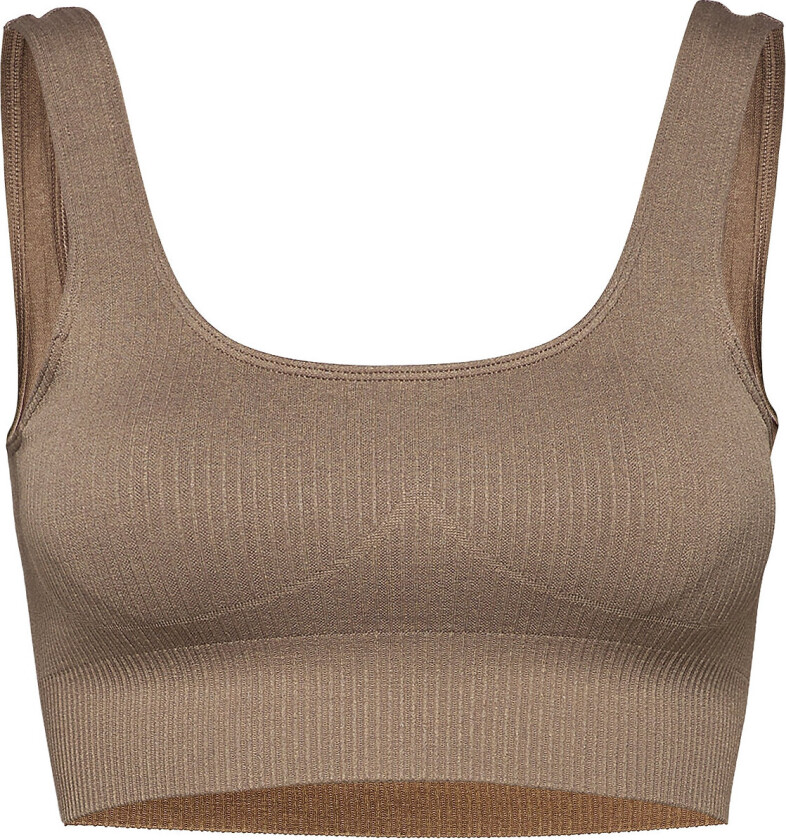 Espresso Ribbed Seamless Bra - Beige - XS