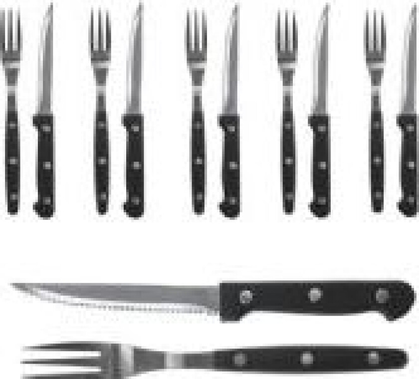 Bilde av Bestikk for biffer, burgere, kniver, gafler, 12 deler, universal