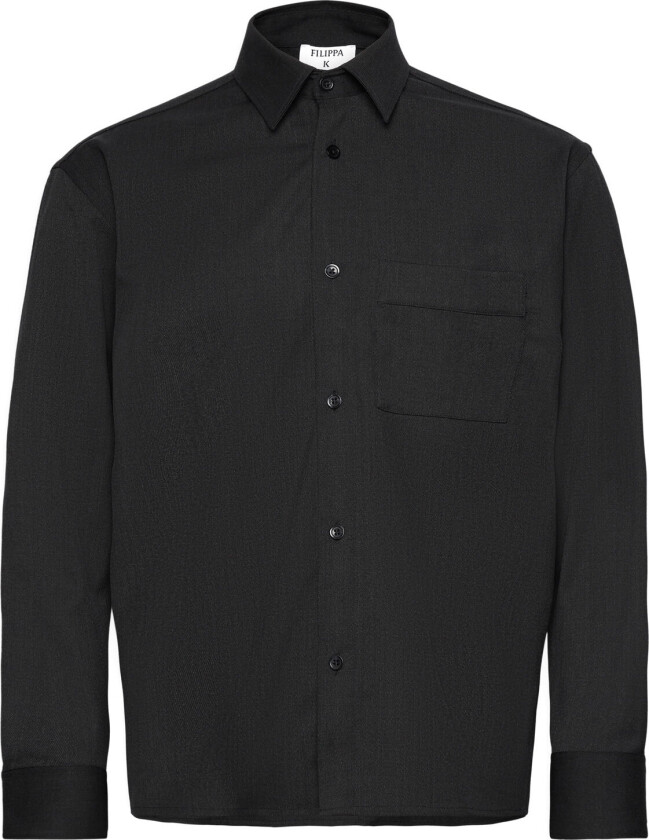 Wool Twill Shirt - Black - S