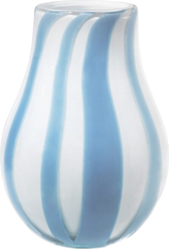 Ada Stripe Vase Munnblåst Lyseblå.
