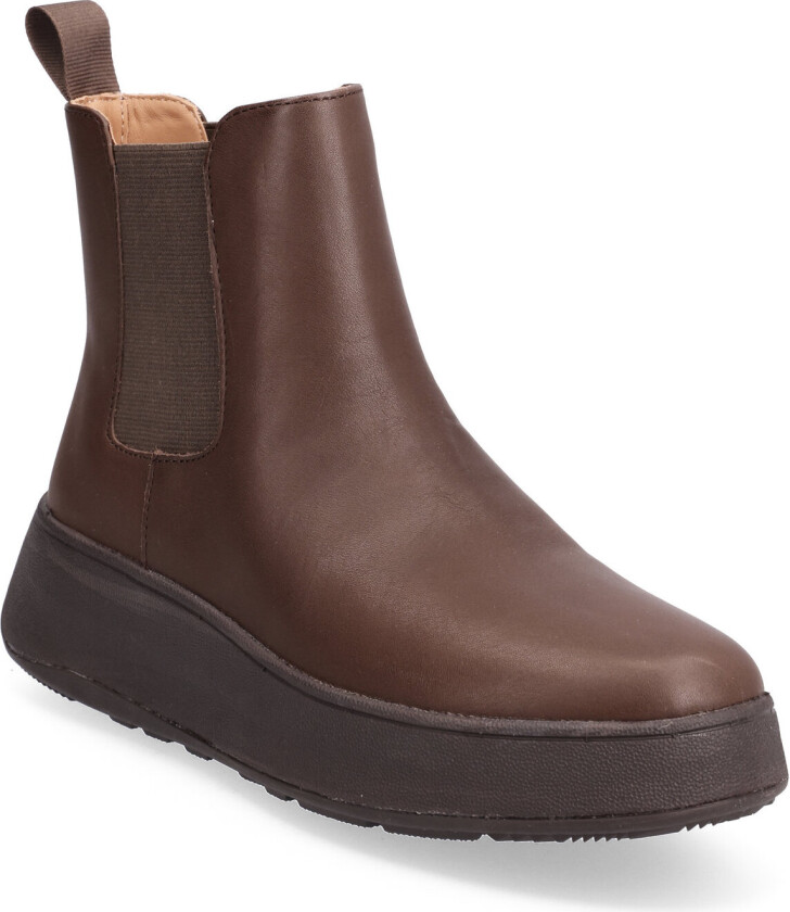 F-Mode Leather Flatform Chelsea Boots - Brown - 39