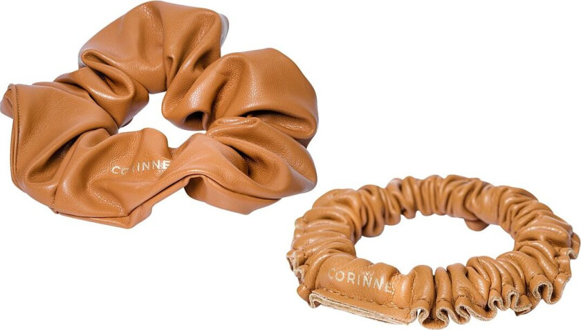 Vegan Scrunchie Big And Small 2-Pack Camel - Brown - ONE SIZE