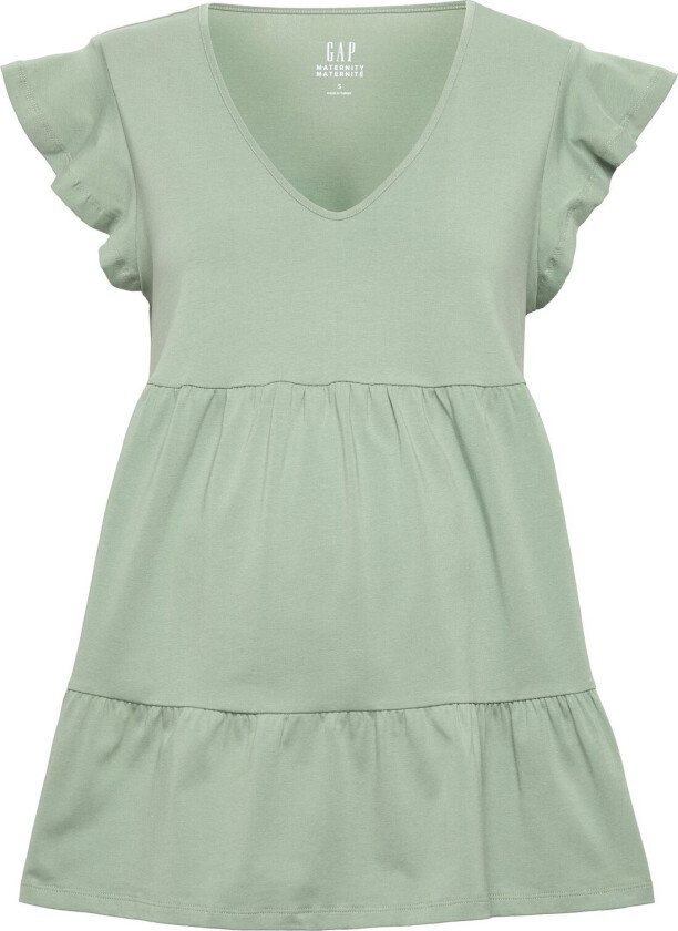 Maternity Flutter Sleeve Top - Green - S