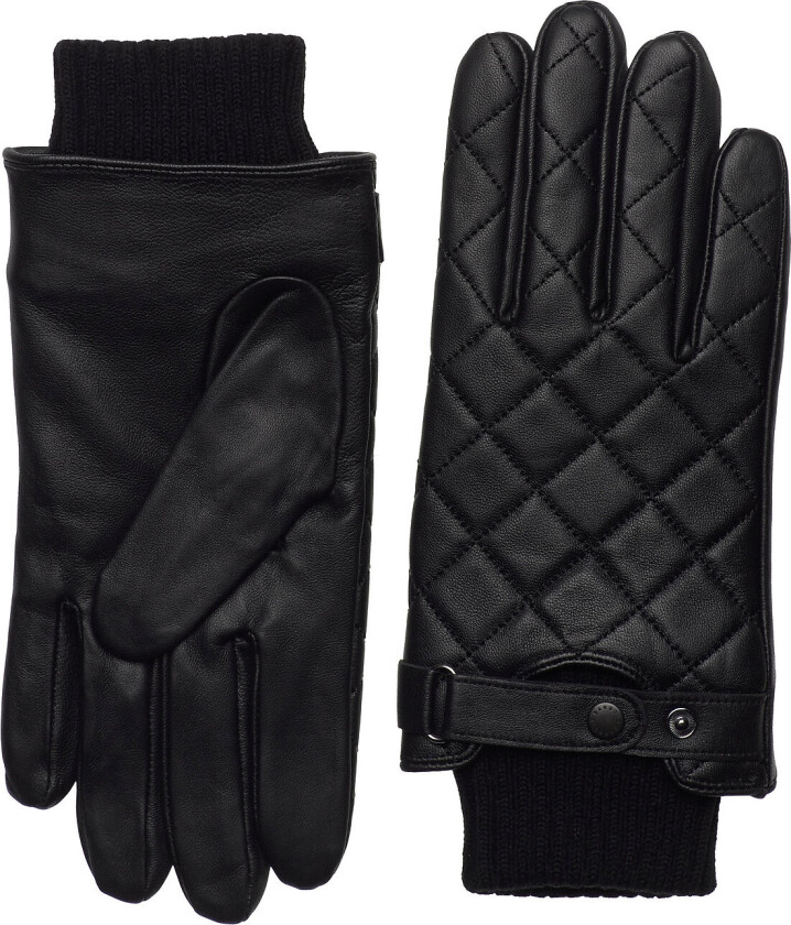 Quilted Leather Glove - Black - S