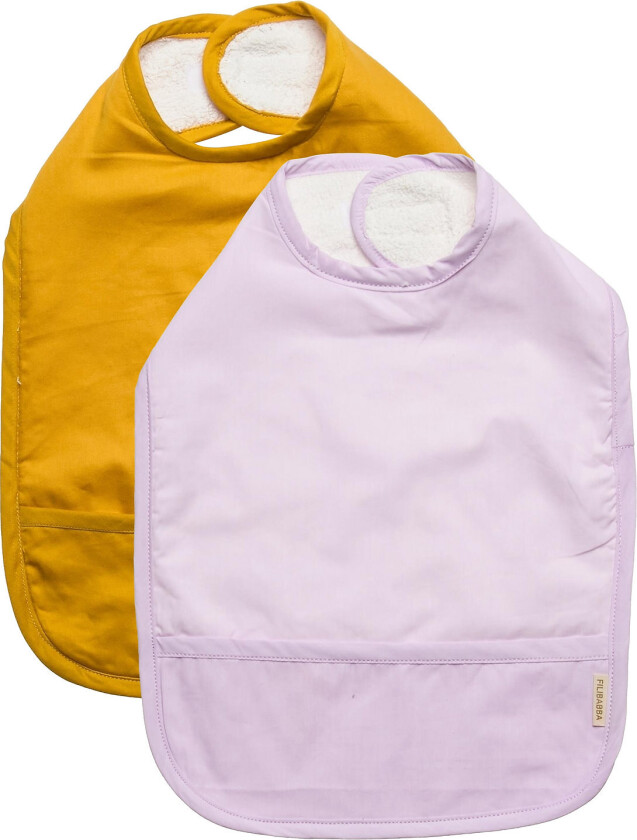 Bilde av Bibs With Velcro 2-Pack - Golden Mustard/Light Lavender - Purple - 36X29X1.15CM