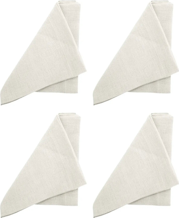 Serviet-Hør Basic-Vasket (Sæt Med 4) - White - 42X42CM