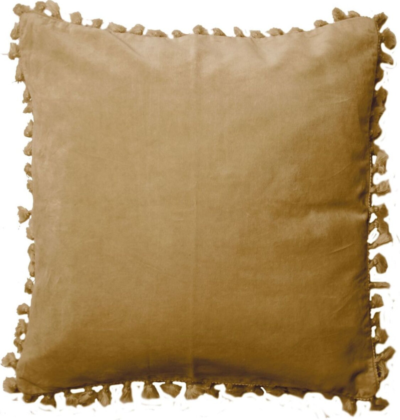 Bilde av Pudebetræk, Velour/Bomuld M/Frynser - Yellow - 45X45CM