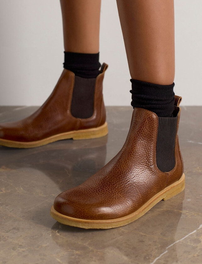 Booties - Flat - With Elastic - Brown - 36