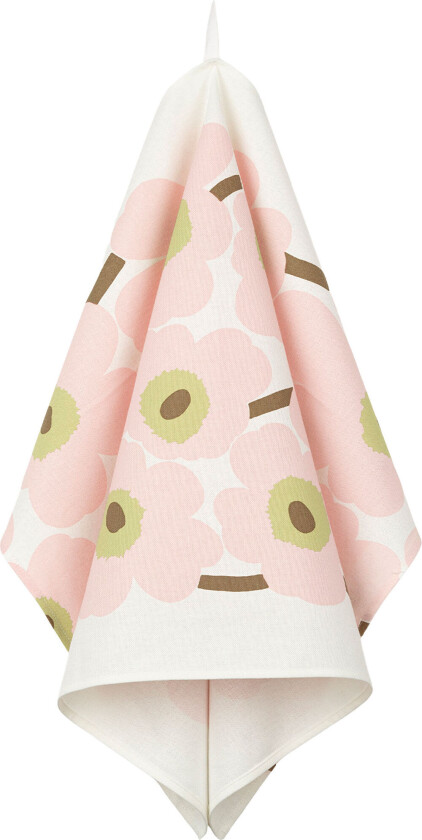 Unikko kjøkkenhåndkle 43 x 70 cm, hvit/rosa