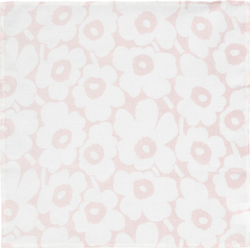 Mini Unikko tekstilserviett, hvit/rosa