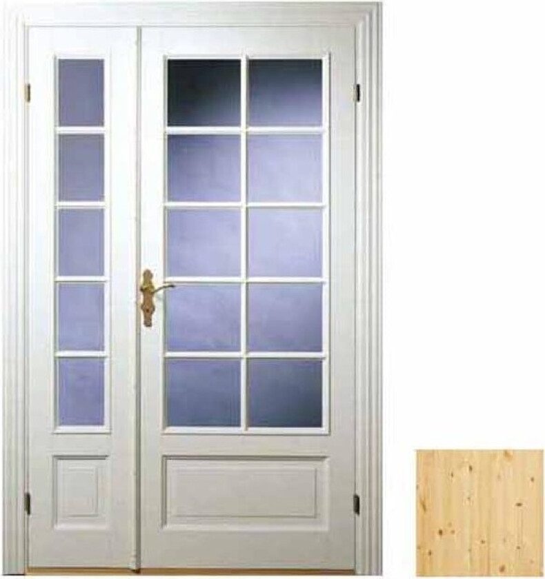 Innerdør med Sidefelt Scanflex Christine Furu Klarglass 130x210 - Furu Hvit Panellakk - Utenpåliggende spr Outlet