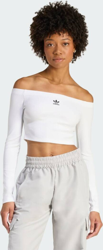 ESSENTIALS RIB OFF SHOULDER LONGSLEEVE T-SKJORTE