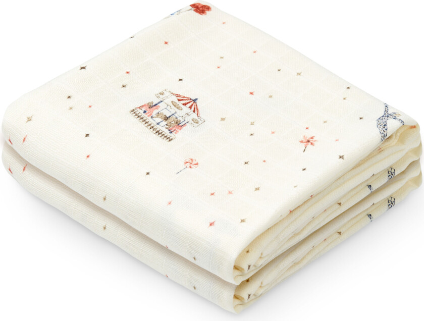 GOTS 2-pakning Muslinklut Carousel Carousel One Size Rød One Size unisex