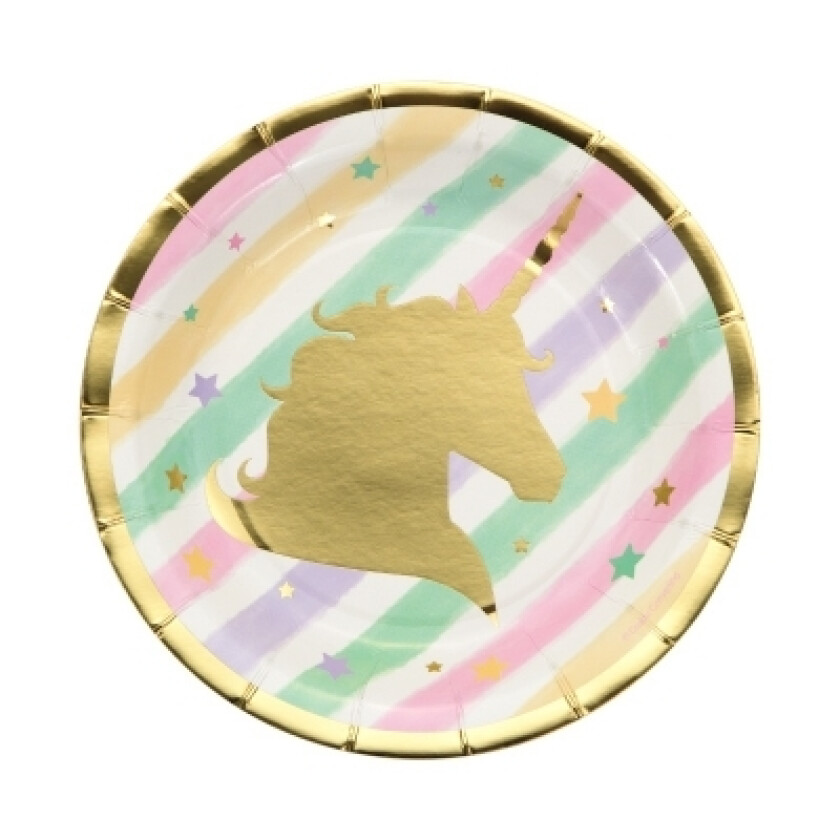Enhjørning papptallerken 18cm 8 stk